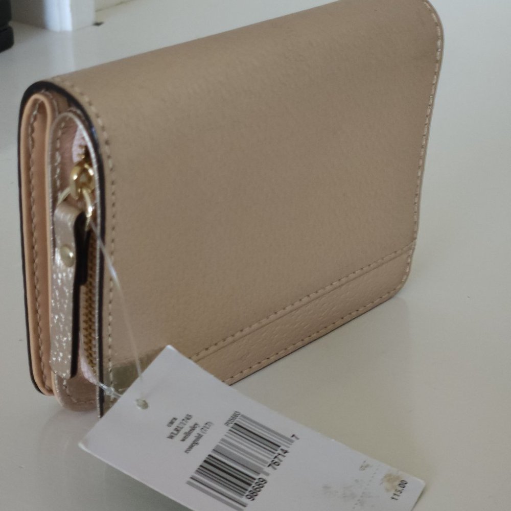 Kate Spade Leather Wallet metallic rosegold clutch - Picture 6 of 7